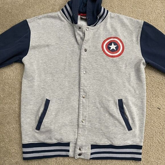 Marvel Avengers Mens Full Zip Button Jacket Hoodie Captain America Lightweight - Picture 2 of 9